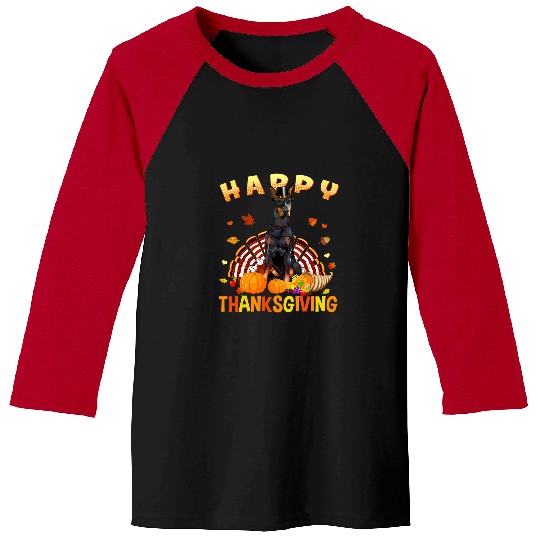 Doberman Pet Happy Thanksgiving Doberman Pinscher Turkey Pilgrim Hat Baseball Tees