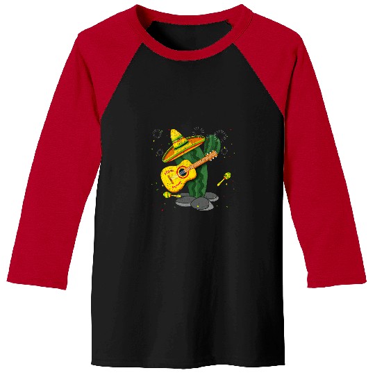 Funny Guitar Succulent Sombrero Guitarist Mexican Cactus 2 Baseball Tees
