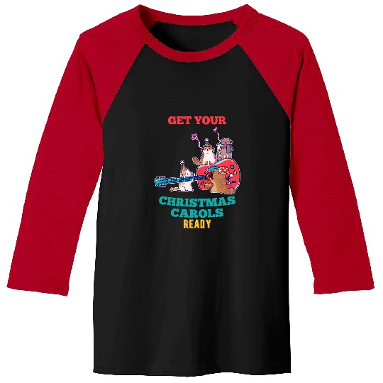 Funny Guitar black cats Kitty Christmas Carol singing cats guitar Kitten Cat Baseball Tees