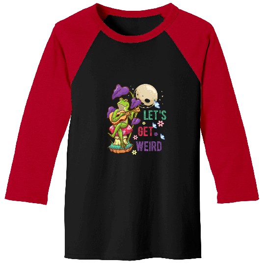 Funny Guitar Lets Get Weird Frog Playing Guitar Cottagecore Goblincore Baseball Tees