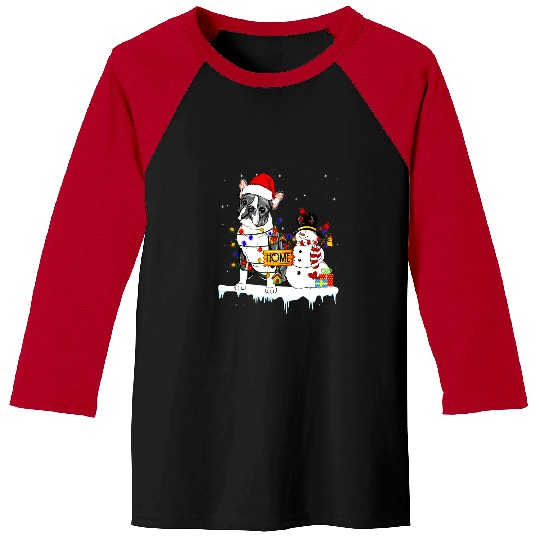 Boston Terrier Pet Ugly Christmas Boston Terrier Dog Christmas Snowman Xmas Baseball Tees