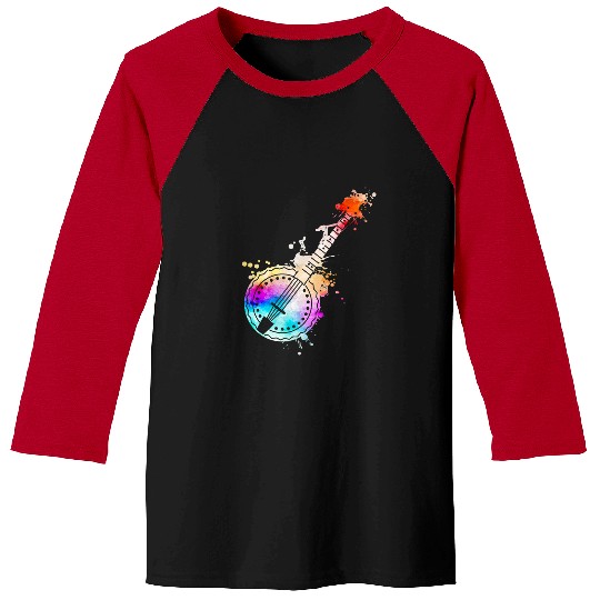 Funny Banjo Musician Artist Music Teacher Watercolor Baseball Tees