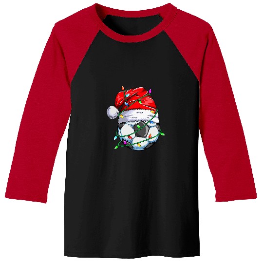Sport Soccer Christmas Soccer Ball Team Santa Sports xmass Men Boys Kids Baseball Tees