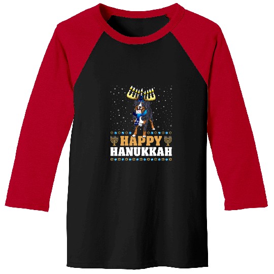 Bernese Mountain Pet Cute Menorah Chanukah Ugly Bernese Mountain Dog Hanukkah Baseball Tees