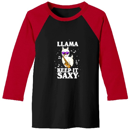 Funny Saxophone Lama Llama Keep It Saxy Sax Musician Sunglasses Jazz Saxophone Baseball Tees
