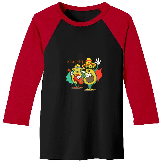 Funny Guitar Cinco De Mayo Mexican Avocado Lets Avocados Guitar Graphic Guitarist Baseball Tees