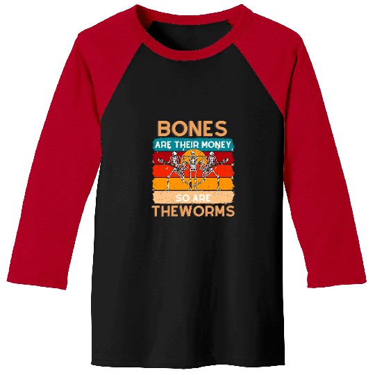Funny Guitar Bones Are Their Money Skeletons Playing Guitar Retro vintages Skull Baseball Tees