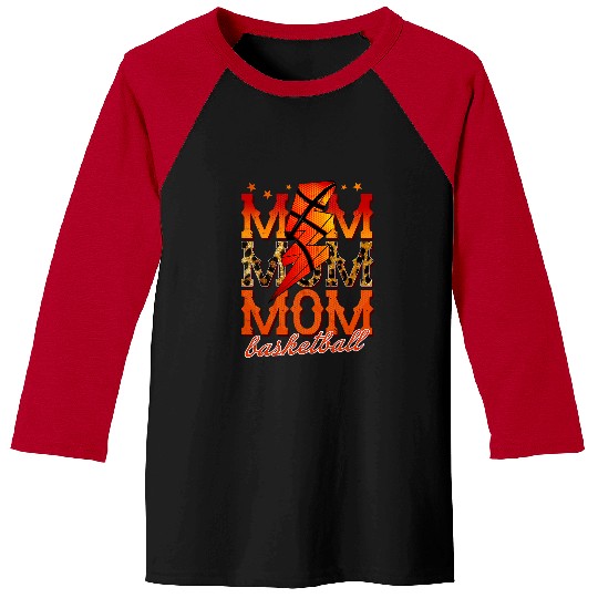 Funny Basketball Mom Leopard Lightning Bolt Game Day Sport Woman Baseball Tees