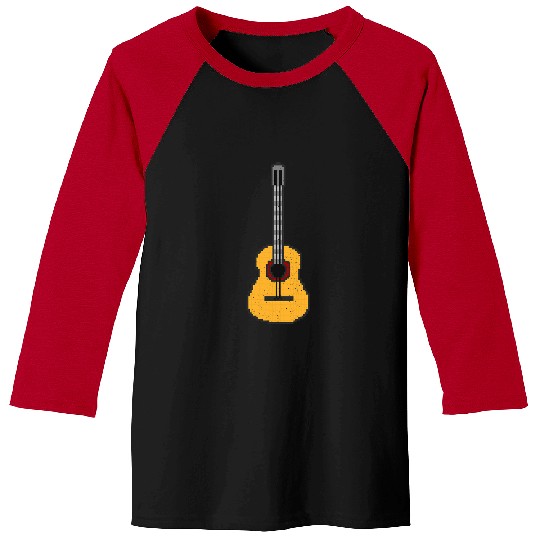 Funny Guitar Pixel art acoustic guitar 8 bit pixel art guitar Baseball Tees