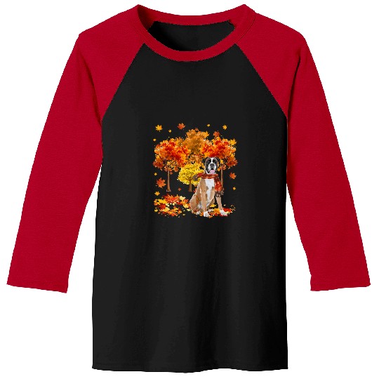 Boxer Pet Its Fall Yall Cute Boxer Autumn Tree Fall Leaves 2 Baseball Tees