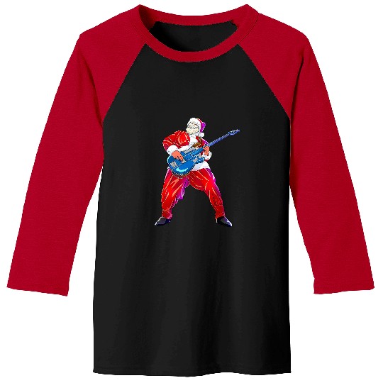 Funny Guitar Cool Santa Claus Guitar Guy Play Christmas Rock Band Concert Guitarist Baseball Tees