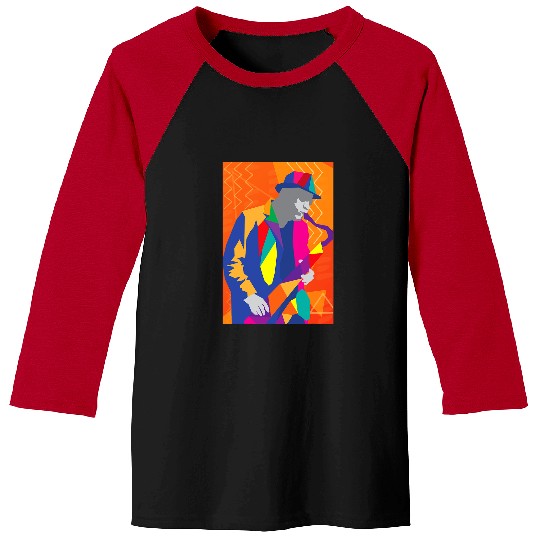 Funny Saxophone Jazz Saxophone Player Colorful Abstract Musician Baseball Tees