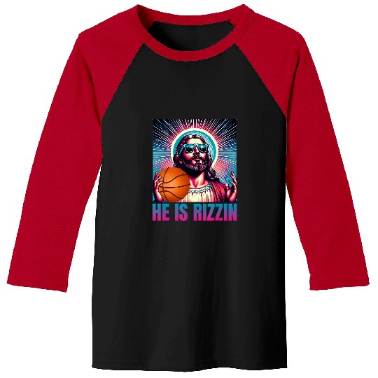 Sport Basketball He Is Rizzin Easter Jesus Basketball Christian Religious 4 Baseball Tees