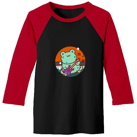 Funny Guitar Funny Electric Guitar Frog for Guitarist Music Artist Sunset Baseball Tees