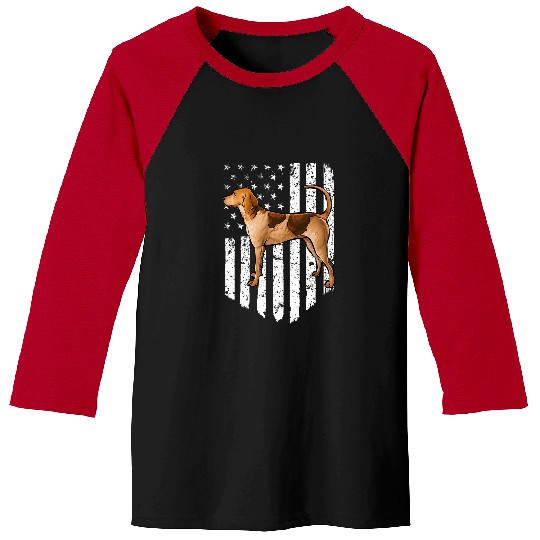 Coonhound Pet Black White American Flag USA English Coonhound 4th Of July Baseball Tees