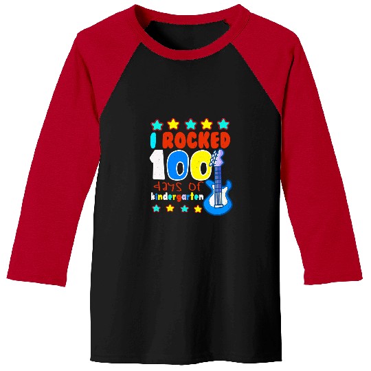 Guitarist Rock Days Of School 100th Day Rocked 100 Kindergarten Guitar Baseball Tees
