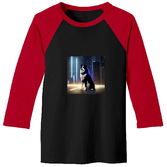 Border Collie Pet Soft Fluffy Border Collie Samoyed Dog Puppy Posing Baseball Tees