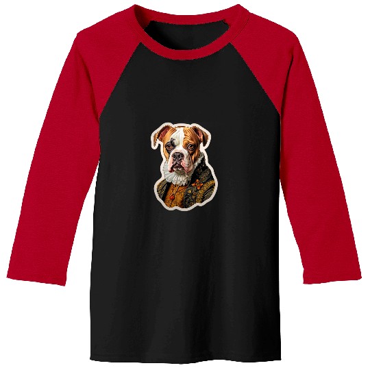 Boxer Pet Baroque Renaissance Boxer Bull Dog Portrait Baseball Tees