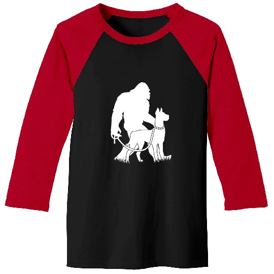 Great Dane Pet bigfoots Walking Great Dane Dog Lover Funny Sasquatch Baseball Tees