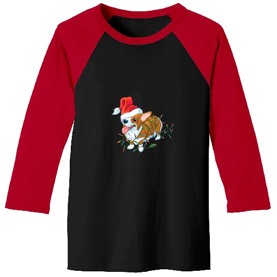Corgi Pet Dog light Merry Corgmas Santa Ugly Christmas 186 Baseball Tees
