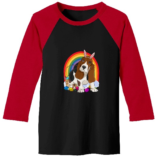 Basset Hound Pet Bunny Happy Easter Day Baseball Tees