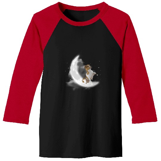 Jack Russell Pet Sit On The Moon Baseball Tees