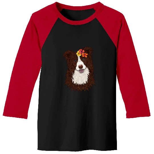 Border Collie Pet Tropical Brown Border Collie Girl Baseball Tees
