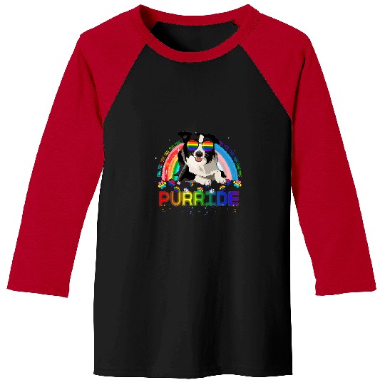 Border Collie Pet LGBT Pride Funny Border Collie Gay Pride Rainbow Sunglasses LGBTQ Baseball Tees