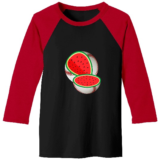 Sport Baseball Funny Watermelon Baseball Ball Tropical Melon Summer Vibes Baseball Tees