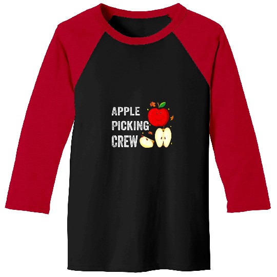 Funny Apple Picking Crew Apple Harvest Outfit Fall Autumn Baseball Tees
