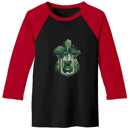 Funny Guitar Forest Tree Growing From the Guitar Oragnic Natural Baseball Tees