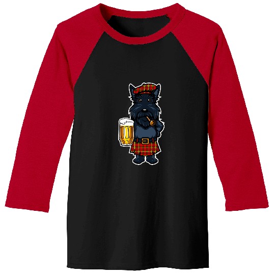 Scottish Terrier Pet Scotland Tartan Day Scottish Terrier Kilt Drinking Beer Baseball Tees