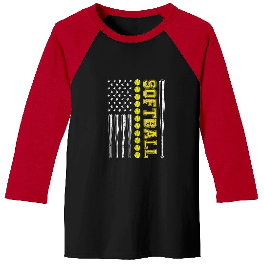 Sport Softball American Flag Softball Team Gifts Baseball Tees