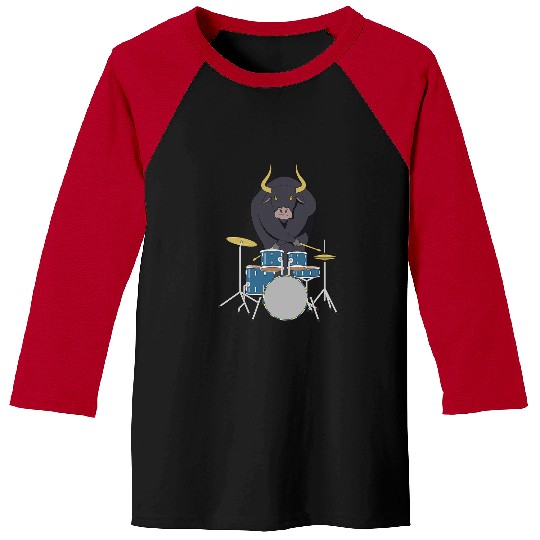 Funny Drummer Rockstar bull Safari Zoo Animal Drummer Drums Player Music Baseball Tees