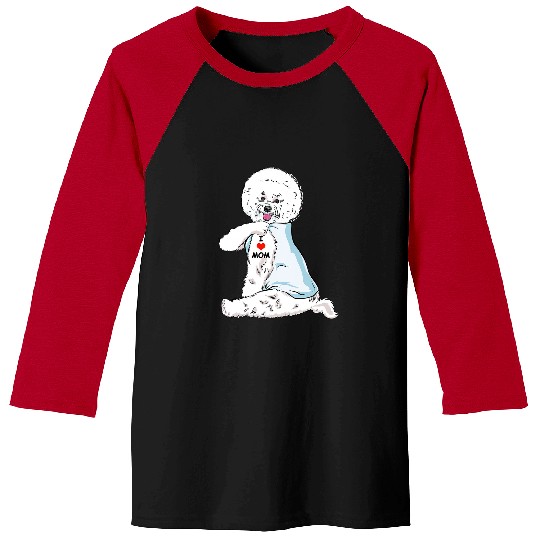 Bichon Pet Frise I Love Mom Tattoo Bichon Frise Mom Dog Lover Women Baseball Tees