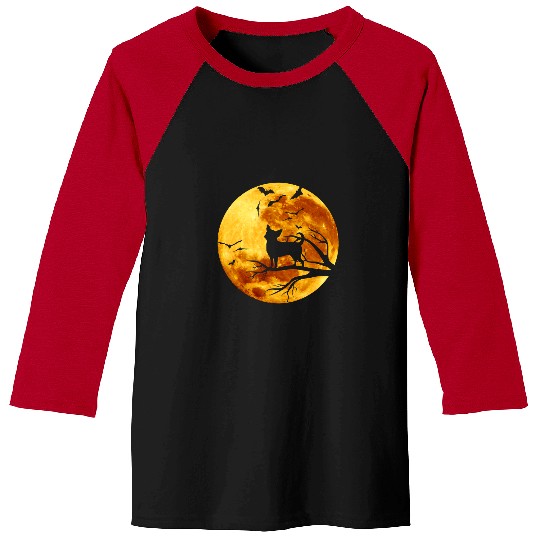 Chihuahua Pet Orange Full Moon and Bats 521 Baseball Tees