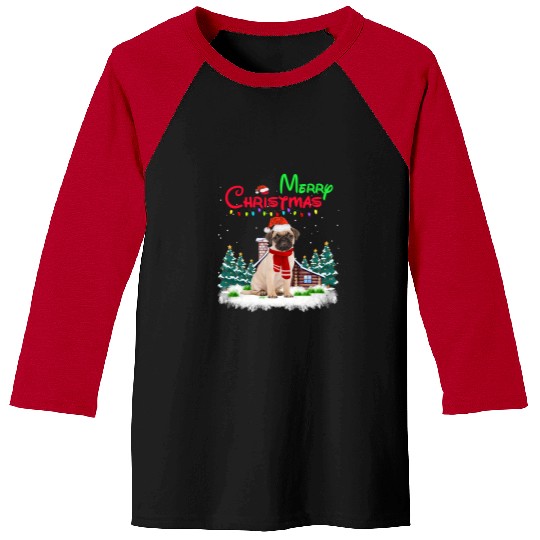Pug Pet Dog Light Mighty Christmas Tree xmass 141 Baseball Tees