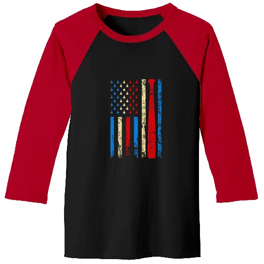 Sport Baseball American Sports Flag Athletic Baseball Bat 4th Of July Baseball Tees