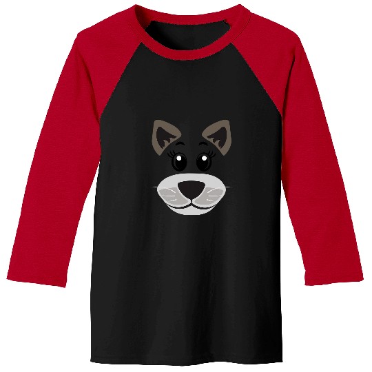 Husky Pet Dog Kawaii cartoon animal face kids Baseball Tees