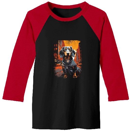 Dachshund Pet in Manhattan Baseball Tees