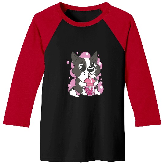Border Collie Pet Kawaii Border Collie Dog Lover Boba Tea Baseball Tees