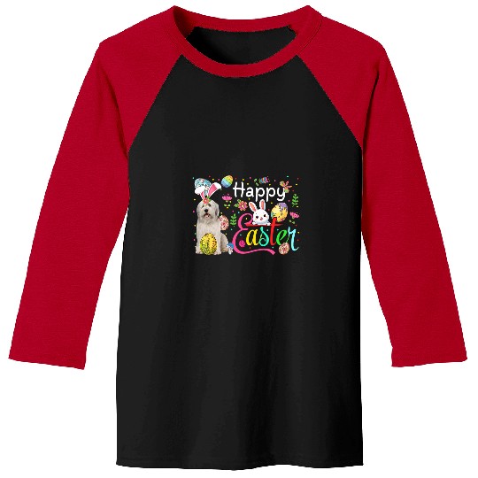 Bearded Collie Pet Happy Easter Bearded Collie Cosplay Bunny Chocolate Eggs Baseball Tees