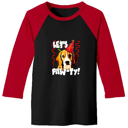 Beagle Pet Party Beagle Dog Lets Pawty 8 Baseball Tees