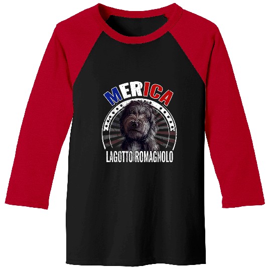 Lagotto Romagnolo Pet Merica Lagotto Romagnolo Dog American Flag USA Baseball Tees
