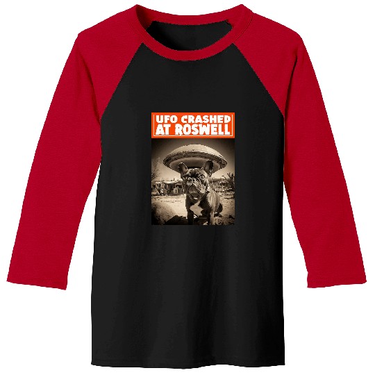French Bulldog Pet UFO Crashed At Roswell Funny Alien Selfie Baseball Tees