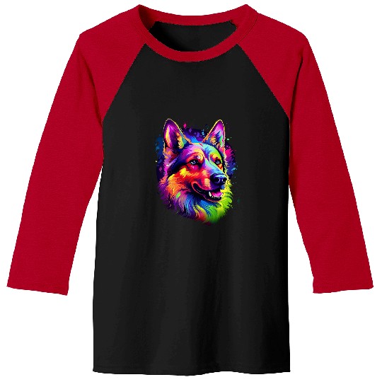 German Shepherd Pet Splash Art Dogs Baseball Tees