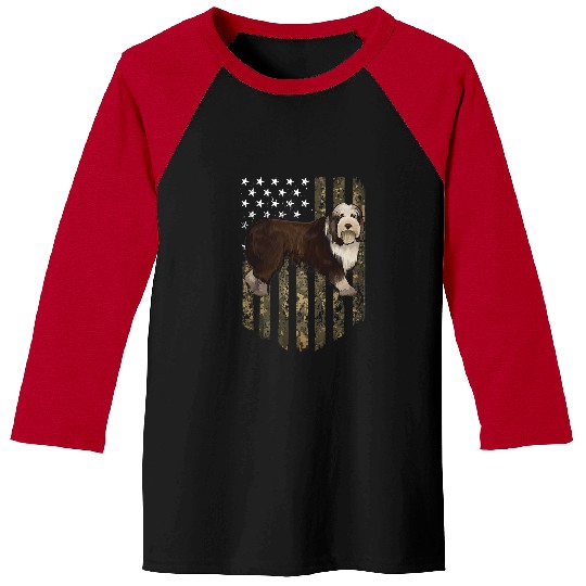 Bearded Collie Pet Camo American Flag Bearded Collie 4th Of July USA Baseball Tees