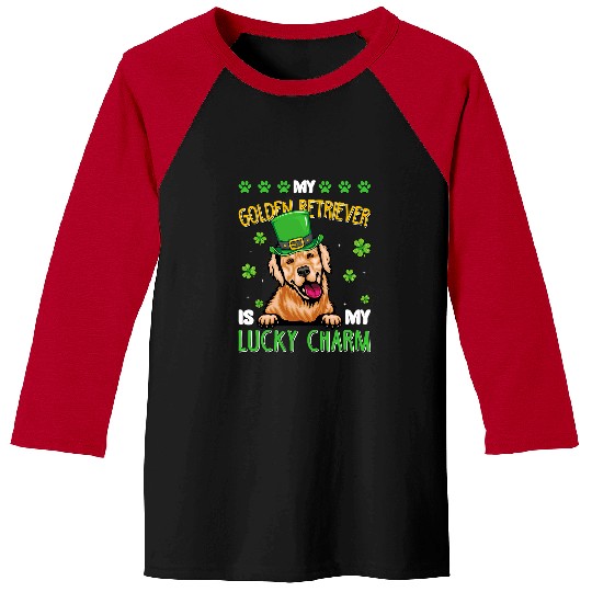 Golden Retriever Pet Clover My Golden Retriever Is My Lucky Charm St Patricks Day Baseball Tees