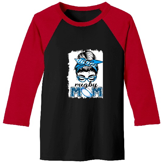 Sport Rugby Mom Women Messy Bun Leopard Funny Mothers Day Baseball Tees