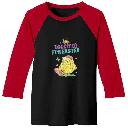 Eggcited For Easter Funny Chicken Farmer Easter Baseball Tees